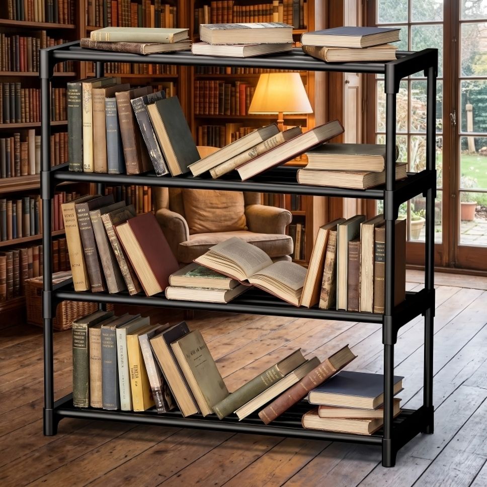 Premium Book Organizer Rack Plastic Semi-Open Book Shelf-image-16