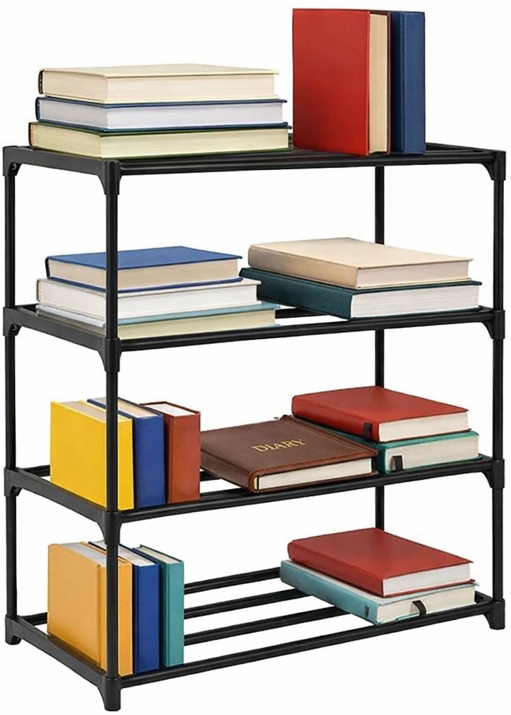 primiza PVC 4 Tier Shelf Book Organizer/Shoe/Pentry/Kitchen/Book/Clothes Rack Plastic Open Book Shelf-picture-11