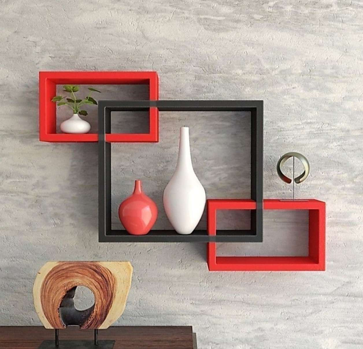 Geometric Wall Shelf Solid Wood Open Book Shelf-image-12