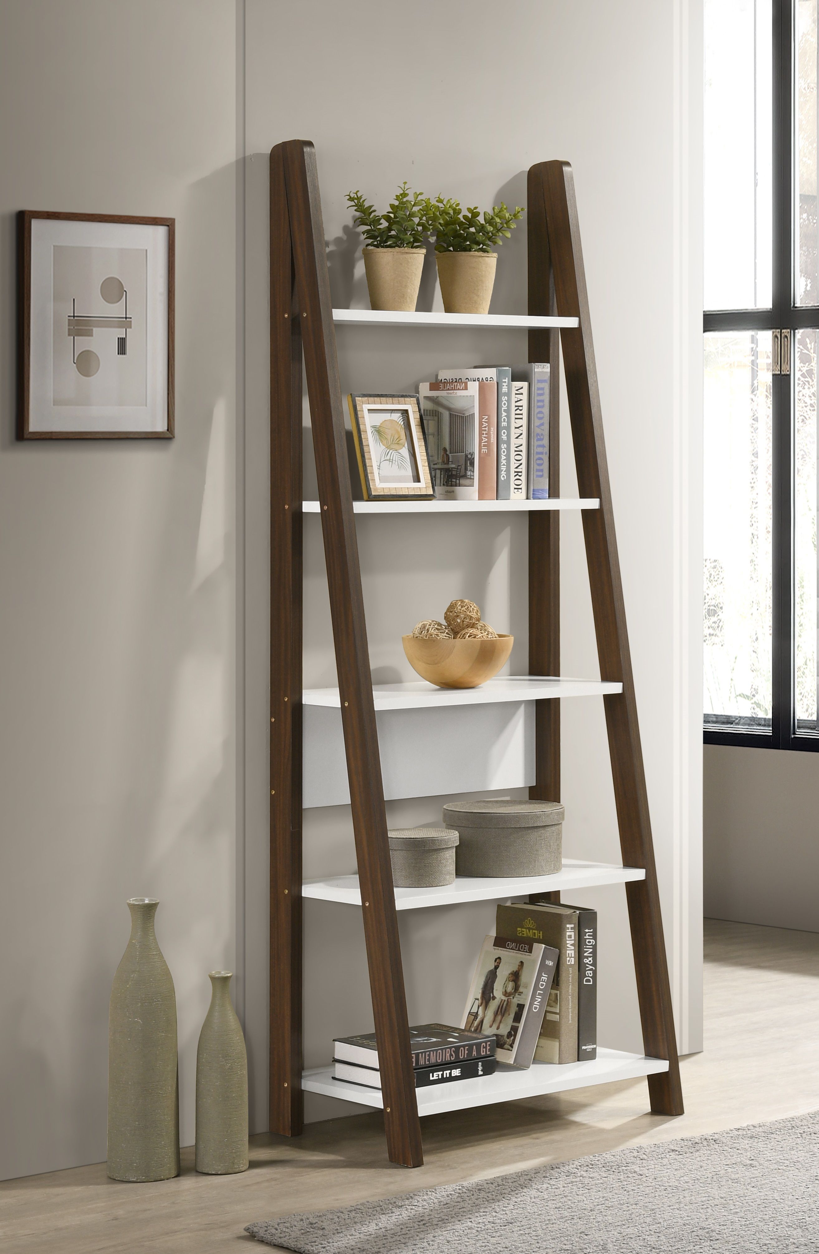 deckup Reno Walnut & White Engineered Wood Open Book Shelf-picture-14