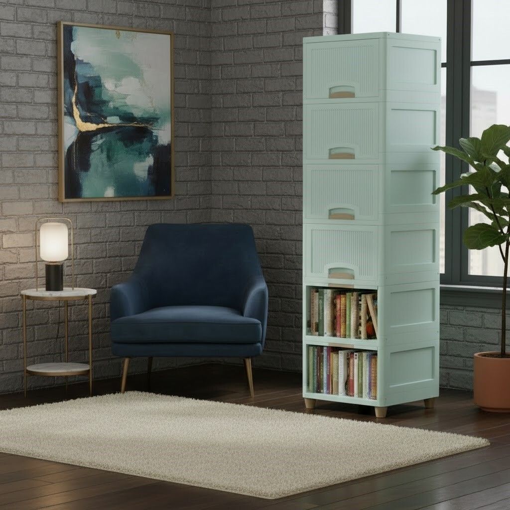 grotheory Space Efficient Multi-Layer Storage Cabinet for Home Plastic Close Book Shelf-picture-21