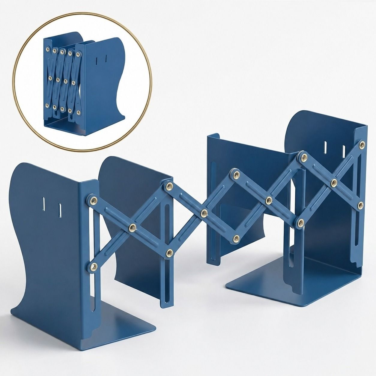 ELV DIRECT Expandable Metal Book Stand Organizer Metal Open Book Shelf-image-20