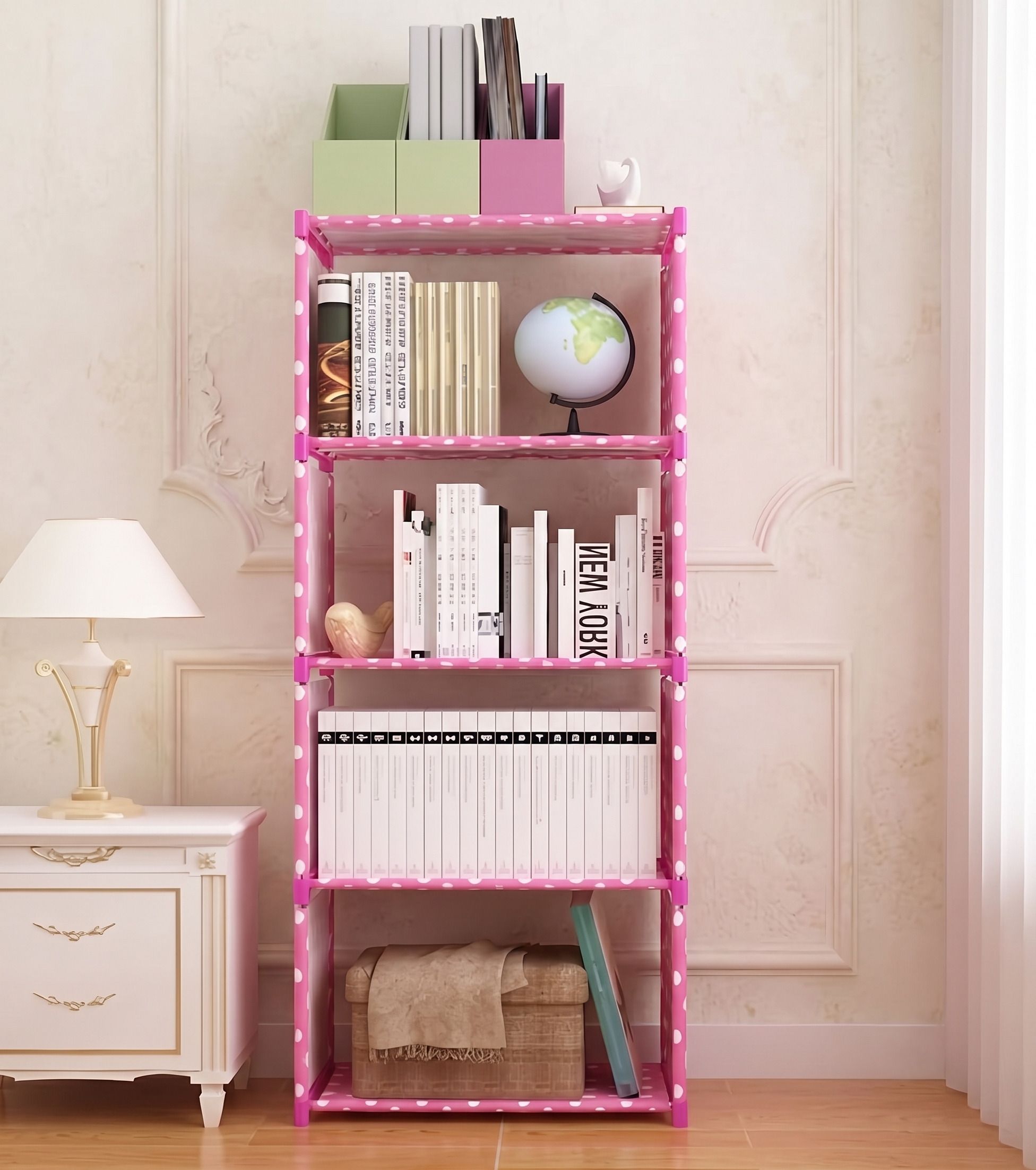 buenovida BOOK-04-Pink Metal Semi-Open Book Shelf-picture-44