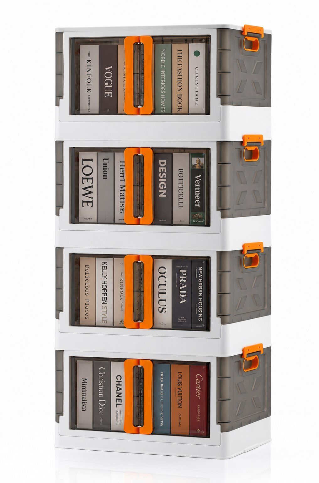 alitex 4 LAYER Foldable Transparent Door Plastic Semi-Open Book Shelf-picture-8