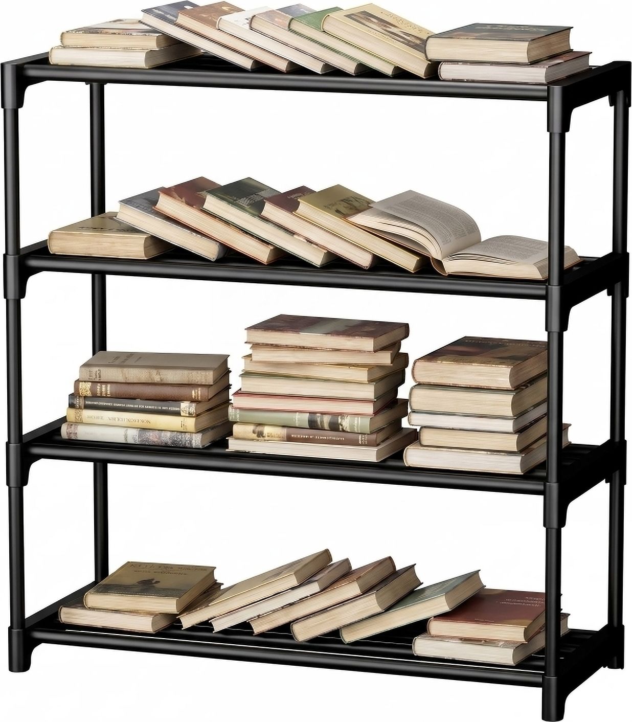Heavy Duty Book Organizer Rack Plastic Semi-Open Book Shelf-image-18