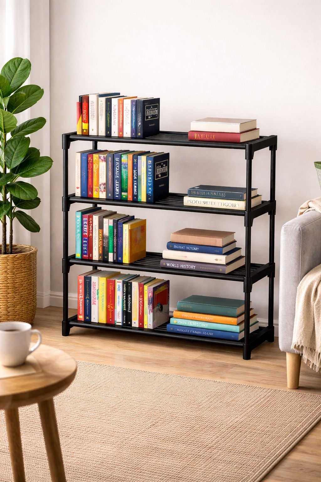 4 Tier Bookshelf Rack for Home Storage Organizer | Multipurpose Book Shelf Plastic Open Book Shelf-image-30