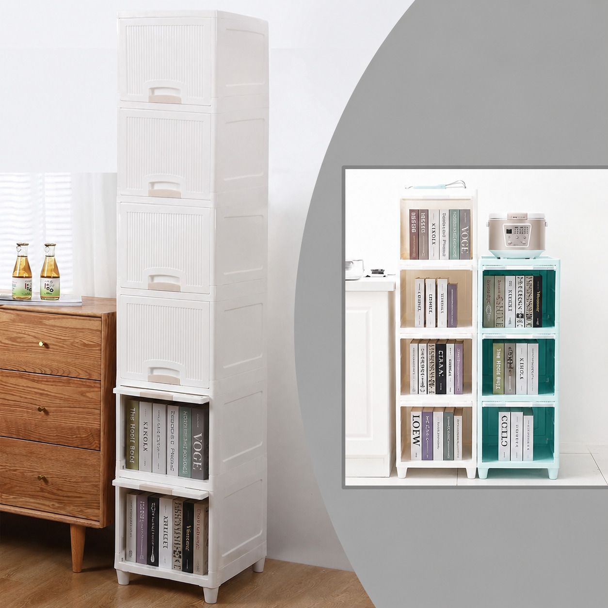 6 LAYER Foldable Plastic Book Shelf Storage Cabinet Plastic Semi-Open Book Shelf-image-10