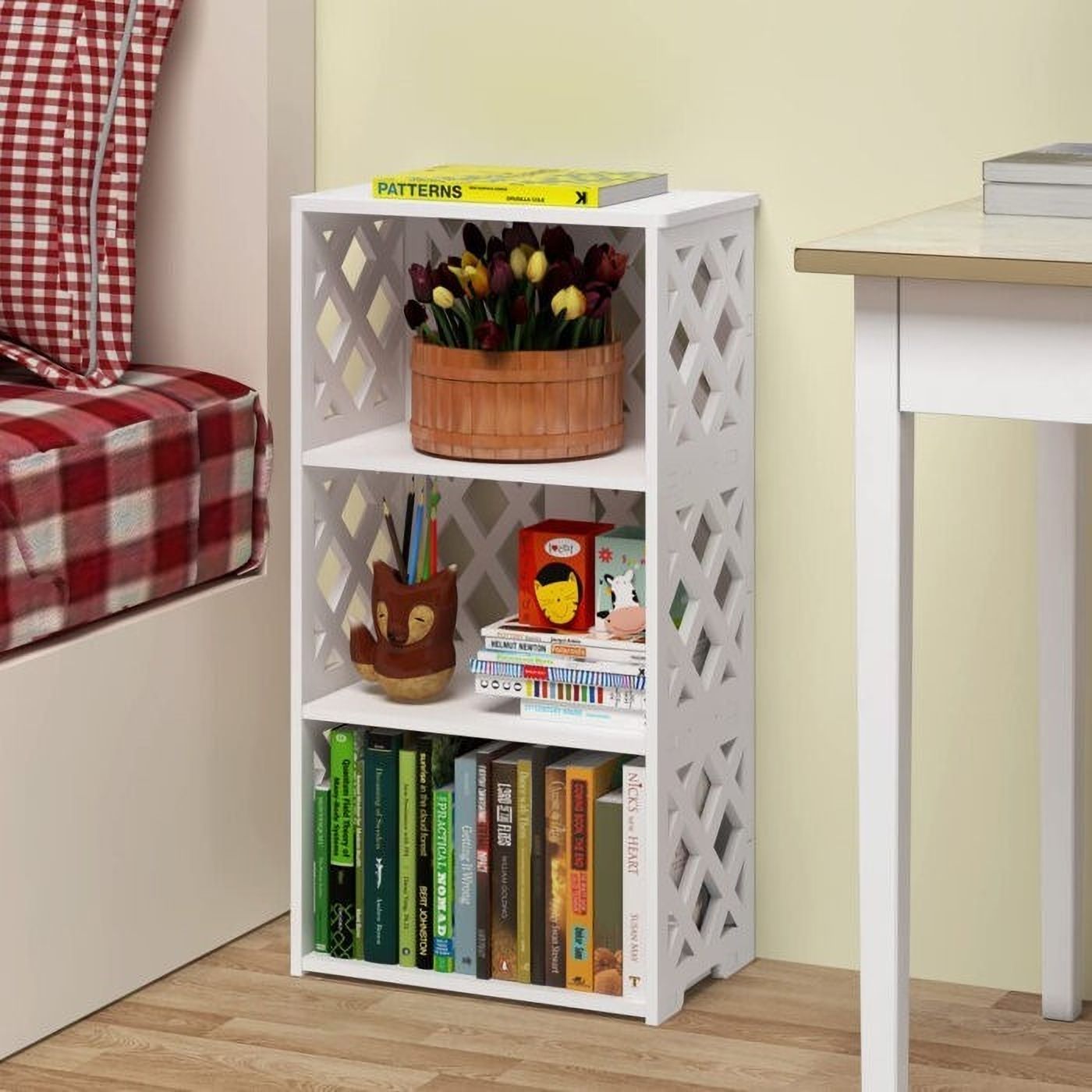 ss arts Decorative 3 Tier Bedside Rack Shelf Bedroom Organiser Engineered Wood Open Book Shelf-picture-15