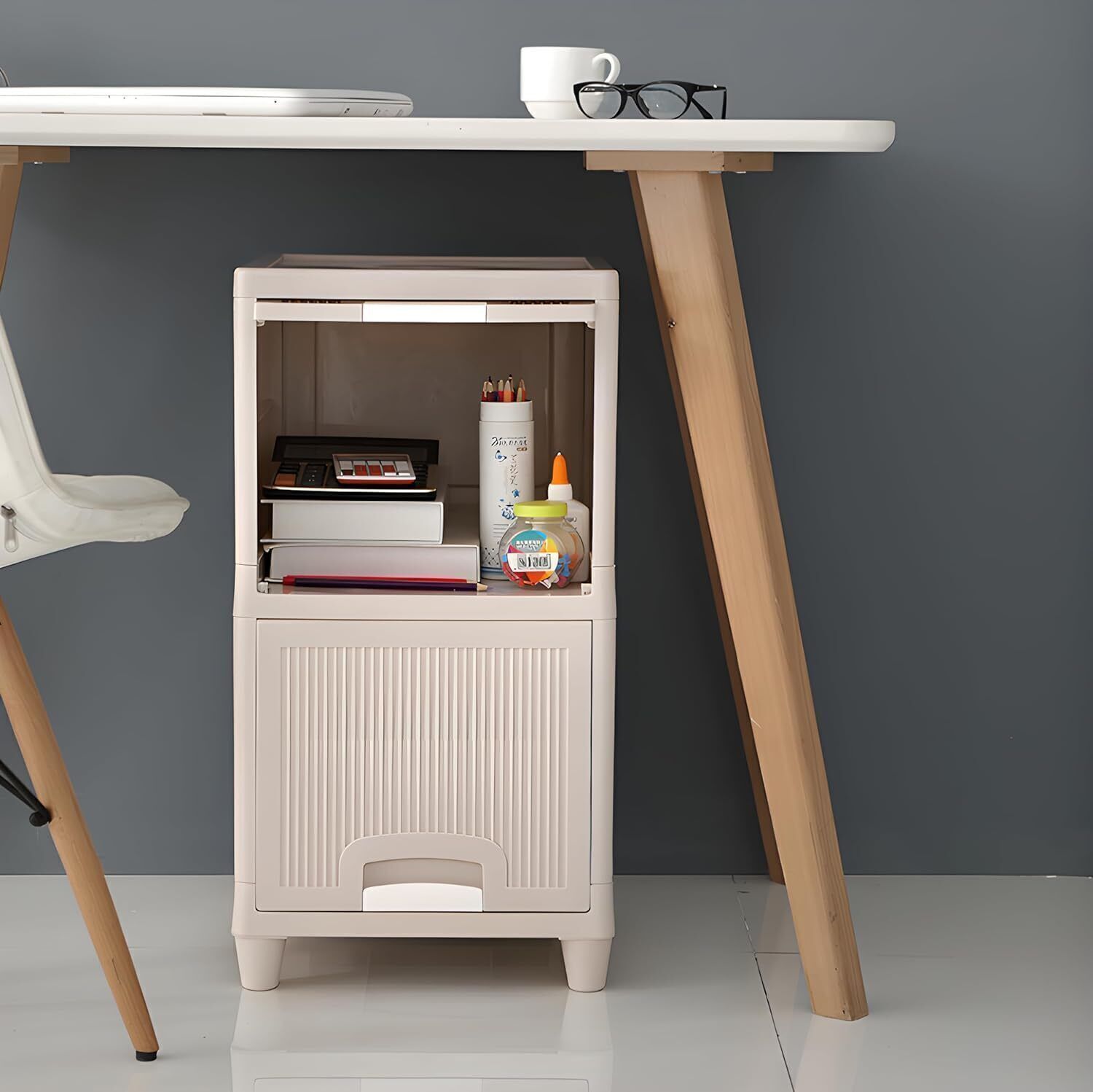novatic Plastic Drawer 2 Shelf Book Organizer Plastic Open Book Shelf Book Stand & Rack Plastic Close Book Shelf-picture-14