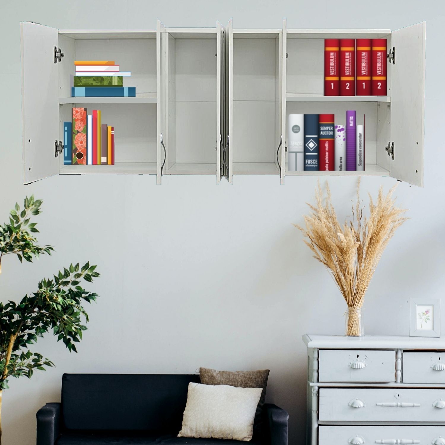 speciality panels 6 Doors Modular Wall Cabinet with Termites Resistance Naturally Free Assembly Engineered Wood Close Book Shelf-picture-19