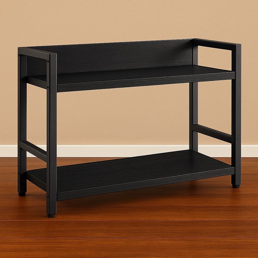 Space Saving 2-Tier Spice Rack Industrial Counter Shelf Kitchen Living Room Engineered Wood Open Book Shelf-image-11