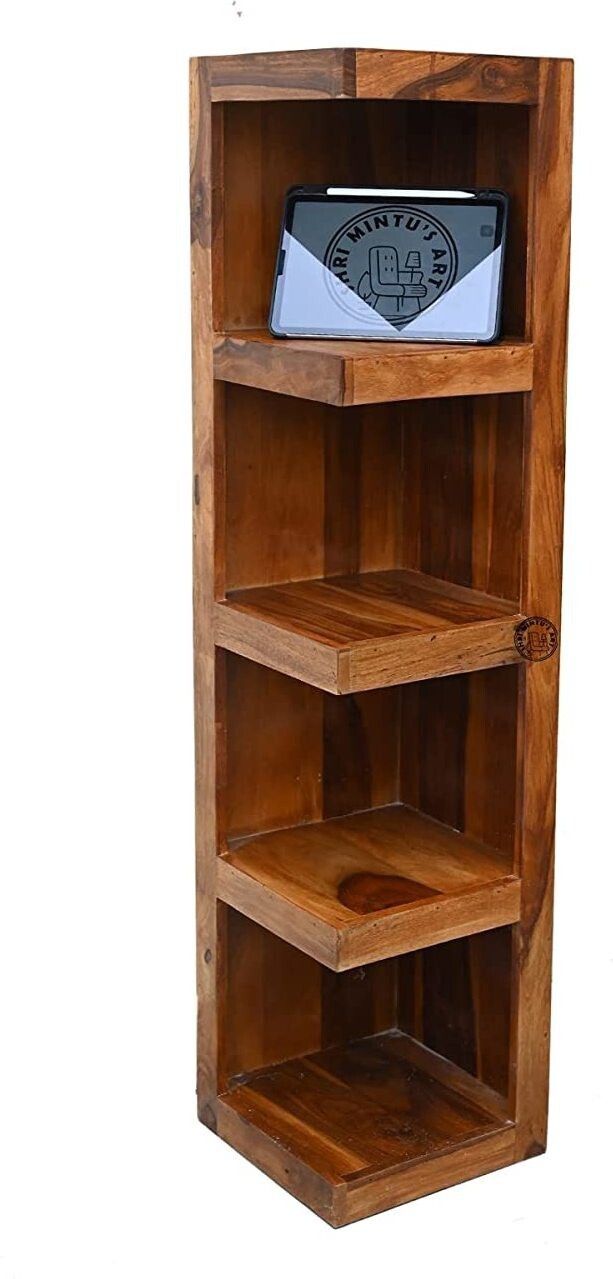 shri mintu's Sheesham Wood Corner Standing Shelves| Decorative 4 Tier Ladder Shelf for Home Solid Wood Open Book Shelf-picture-25