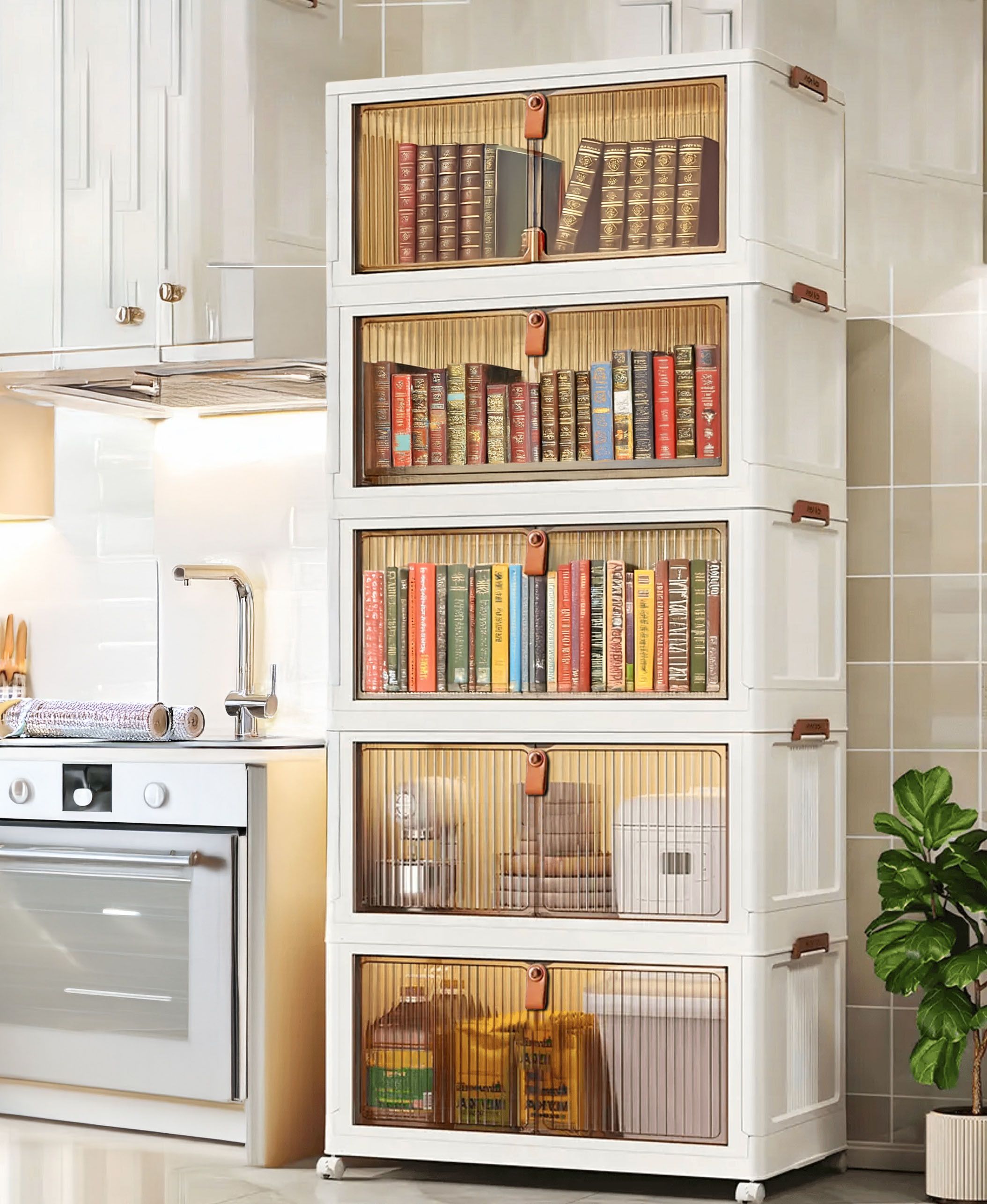 mevigo Plastic 5 Shelf Book Organizer door Closer Plastic Close Book Shelf-picture-18
