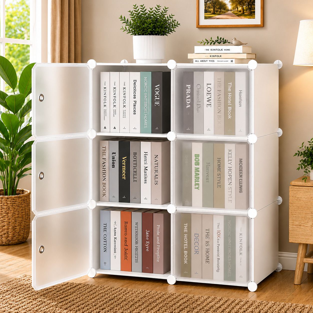 6-Door 6-Shelf Plastic Adults Book Organizer Multipurpose Metal Open Book Shelf-image-13