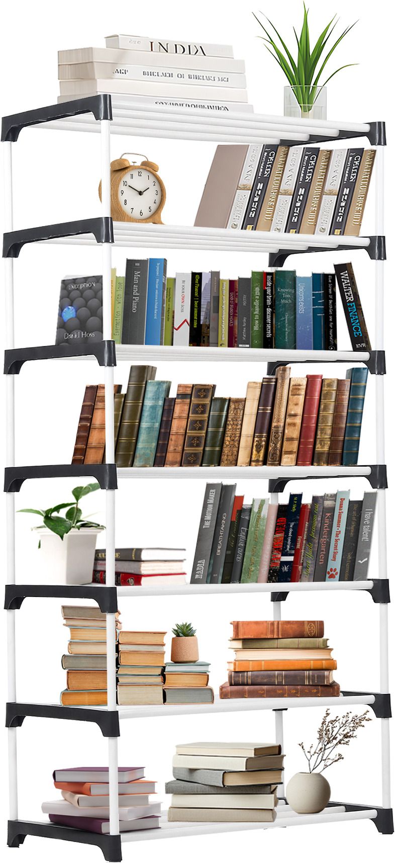 7 Layer bookshelf for home office book self rack book stand Plastic Open Book Shelf-image-0