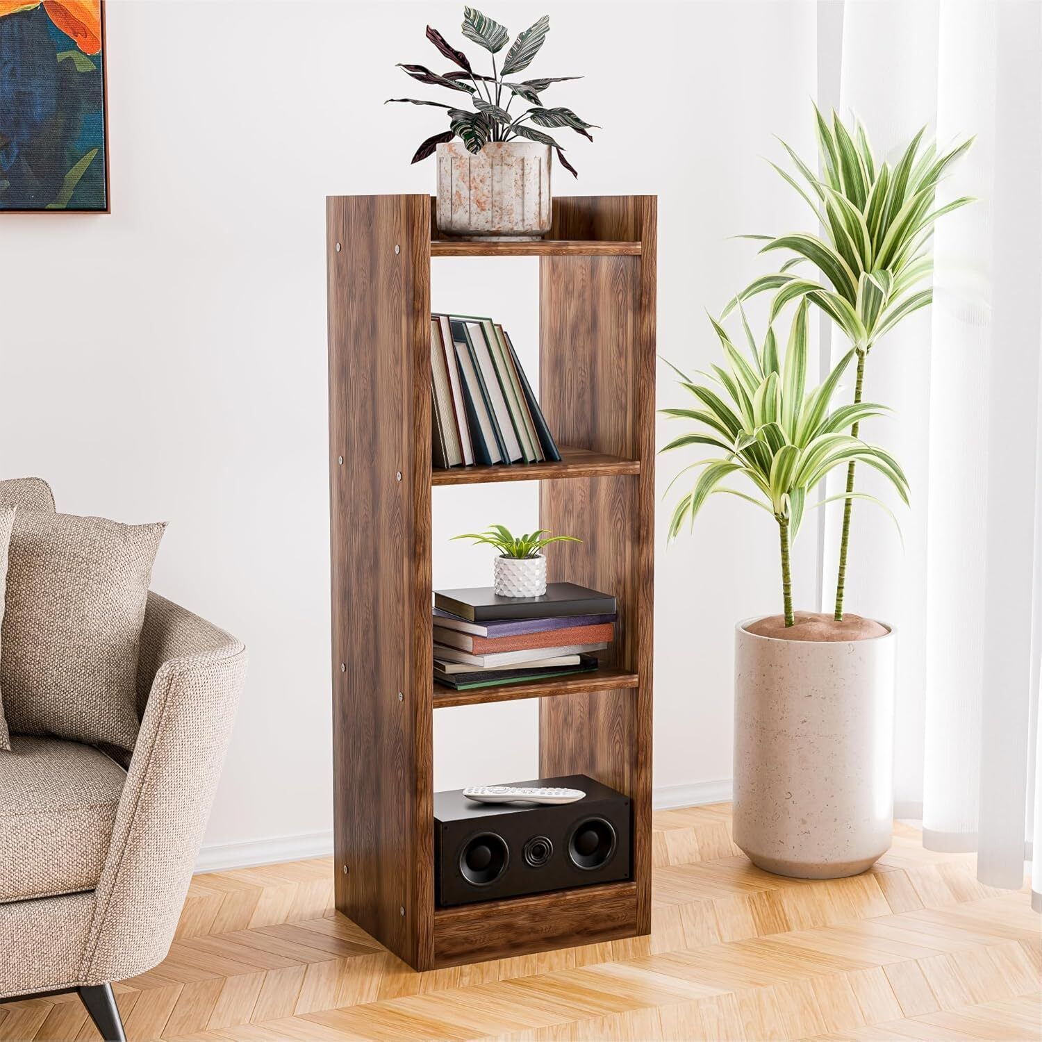 flipkart perfect homes 3-Tier Open Bookshelf Rack Bookcase Organizer for Living Study Room Engineered Wood Open Book Shelf-picture-14