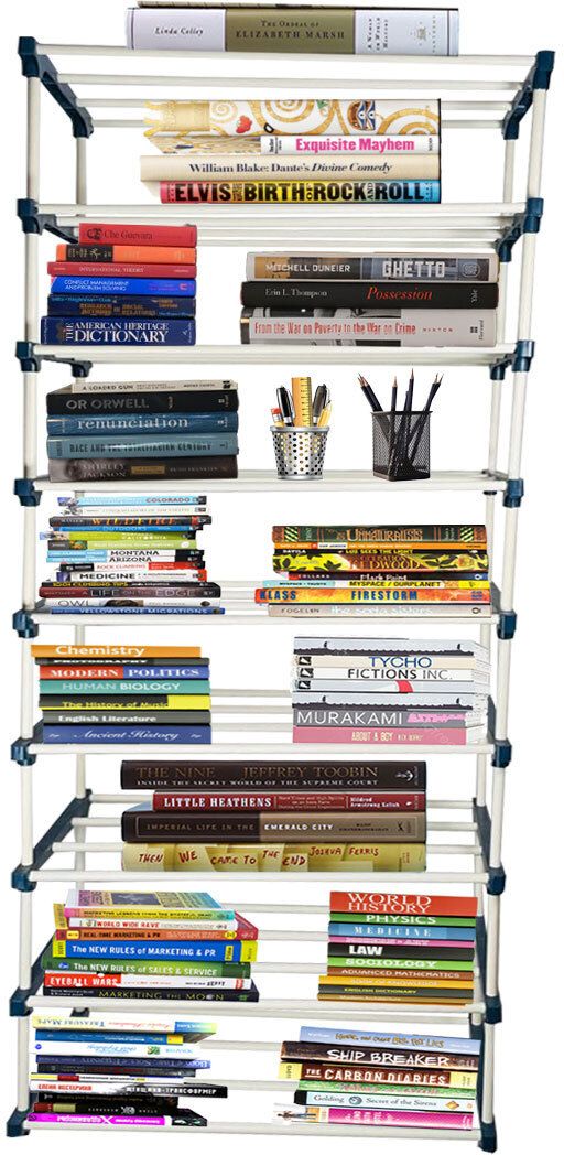 turbomax 9 Tiers Book Shelf for Home Library Multipurpose Storage Organizer Rack Stand Plastic Open Book Shelf-picture-11