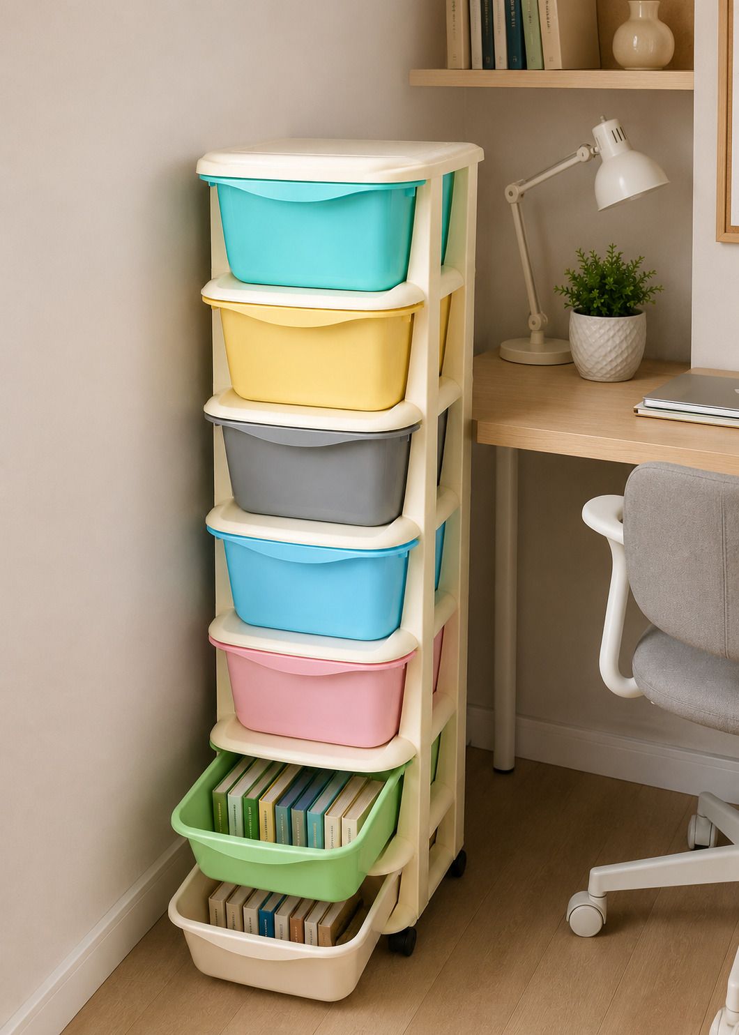 7 LAYER Rainbow Plastic Book Shelf Storage Cabinet Plastic Semi-Open Book Shelf-image-23