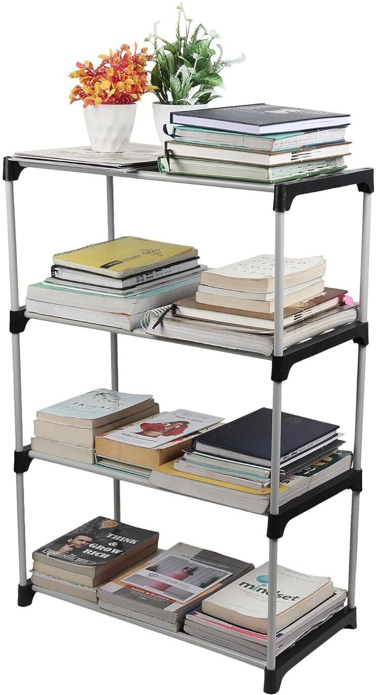 4 Layer Unbreakable Bookshelf Bookcases for Book self Organizer Cabinet rack Plastic Open Book Shelf-image-48