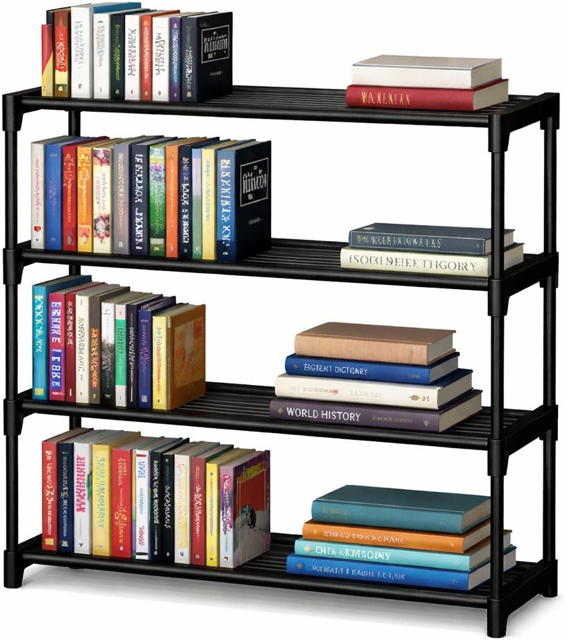 4 Tier Plastic Bookshelf Rack Multipurpose Storage Organizer Shelf Plastic Open Book Shelf-image-15