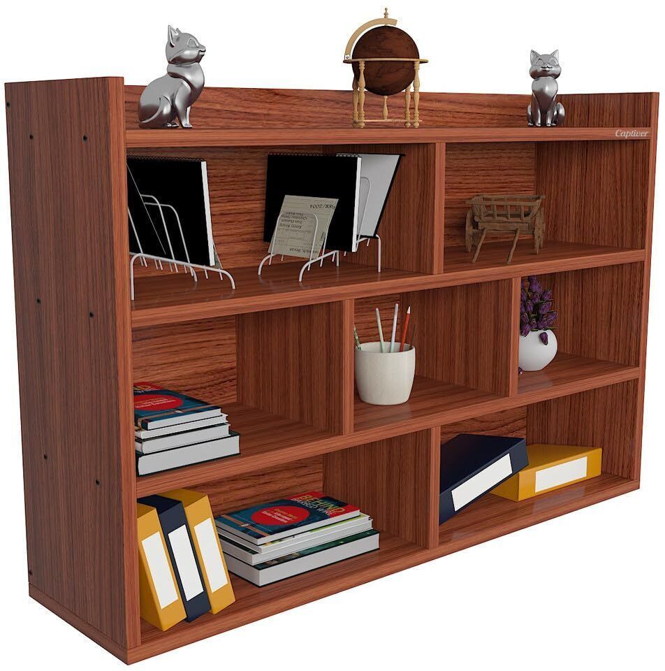 Free Standing Bookcase with Open Shelf | Engineering Wood Space Saving Bookrack Engineered Wood Open Book Shelf-image-1