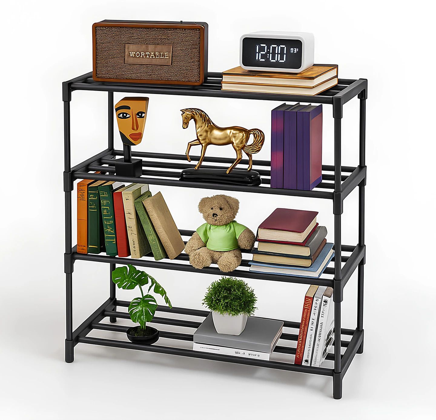 onemoreclick Tier Book Self Portable Book Shelf, Kids Books Racks for Home Plastic Open Book Shelf-picture-18