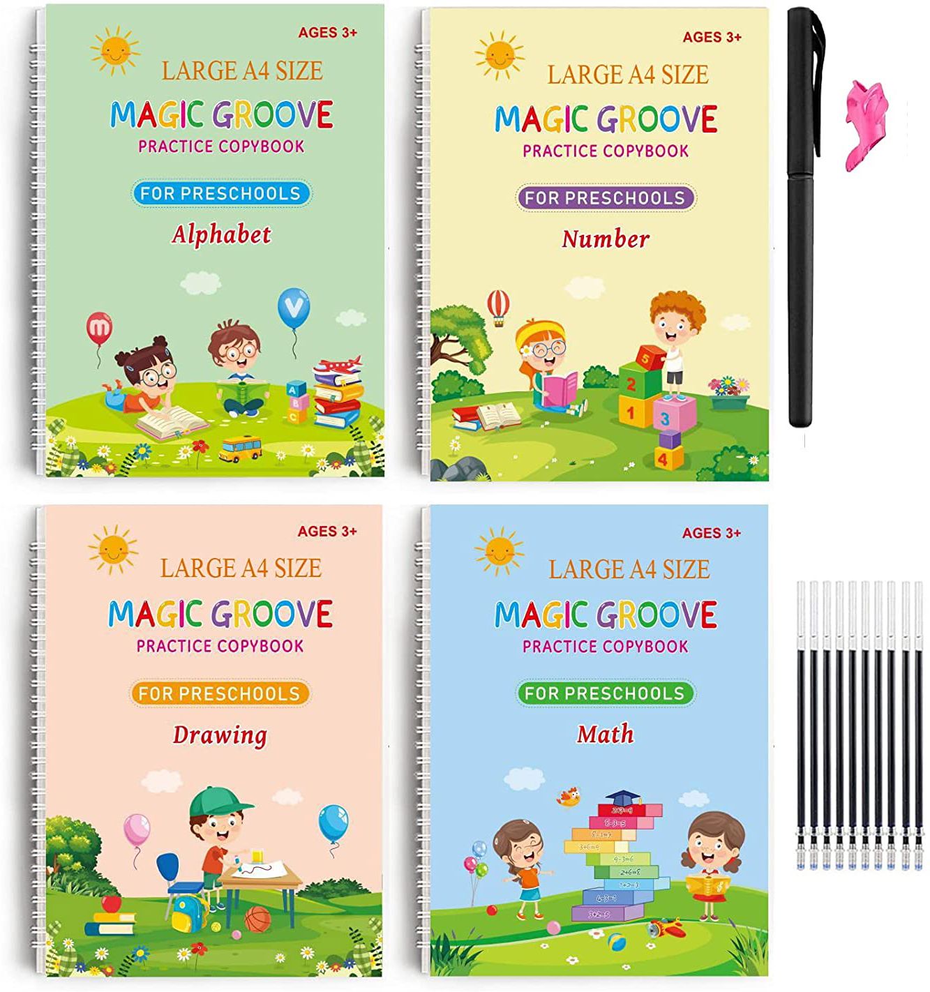 events framer Sank Magic Practice Copybook (4 BOOKS,1 PEN,1 GRIP,10 REFILL) School Set-picture-14