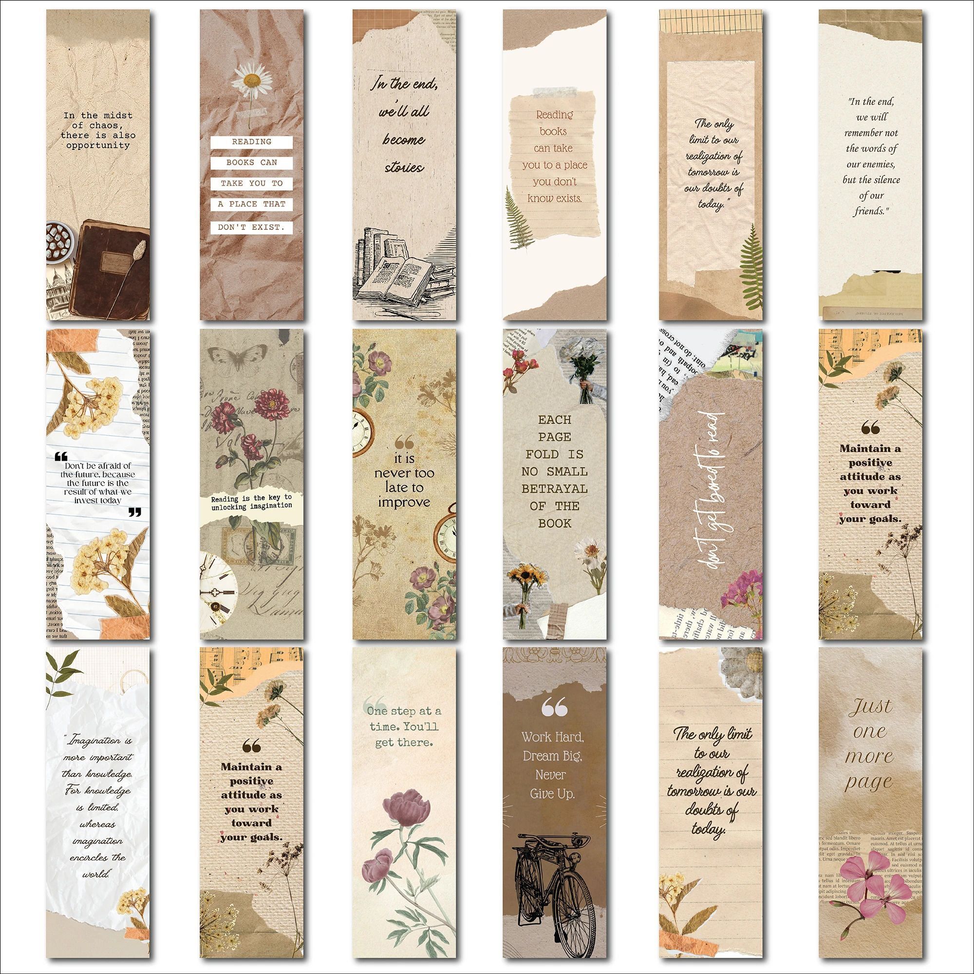celeboxs Vintage Bookmarks Set with Free Sticker Sheet, 18 Pieces, 6x2 Inch, Retro Theme Paperback Bookmark-picture-20
