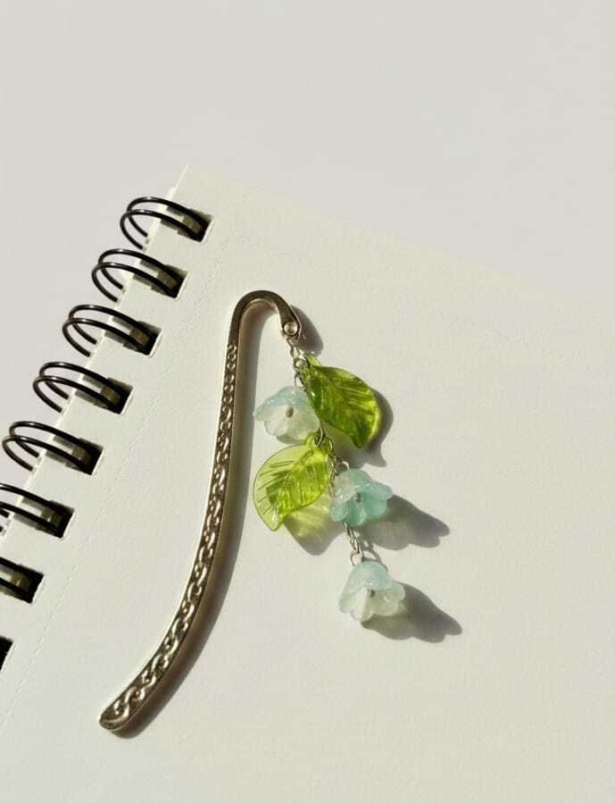 Glass Lily of the Valley Floral Bookmark | Aesthetic Pinteresty Design Metal Bookmark-image-10