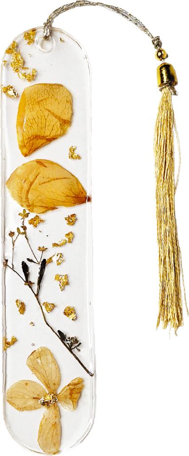 mystiva arts Handmade Resin Bookmark with Dried Yellow Flowers Gold Flakes Tassel Gift Resin Bookmark-picture-16
