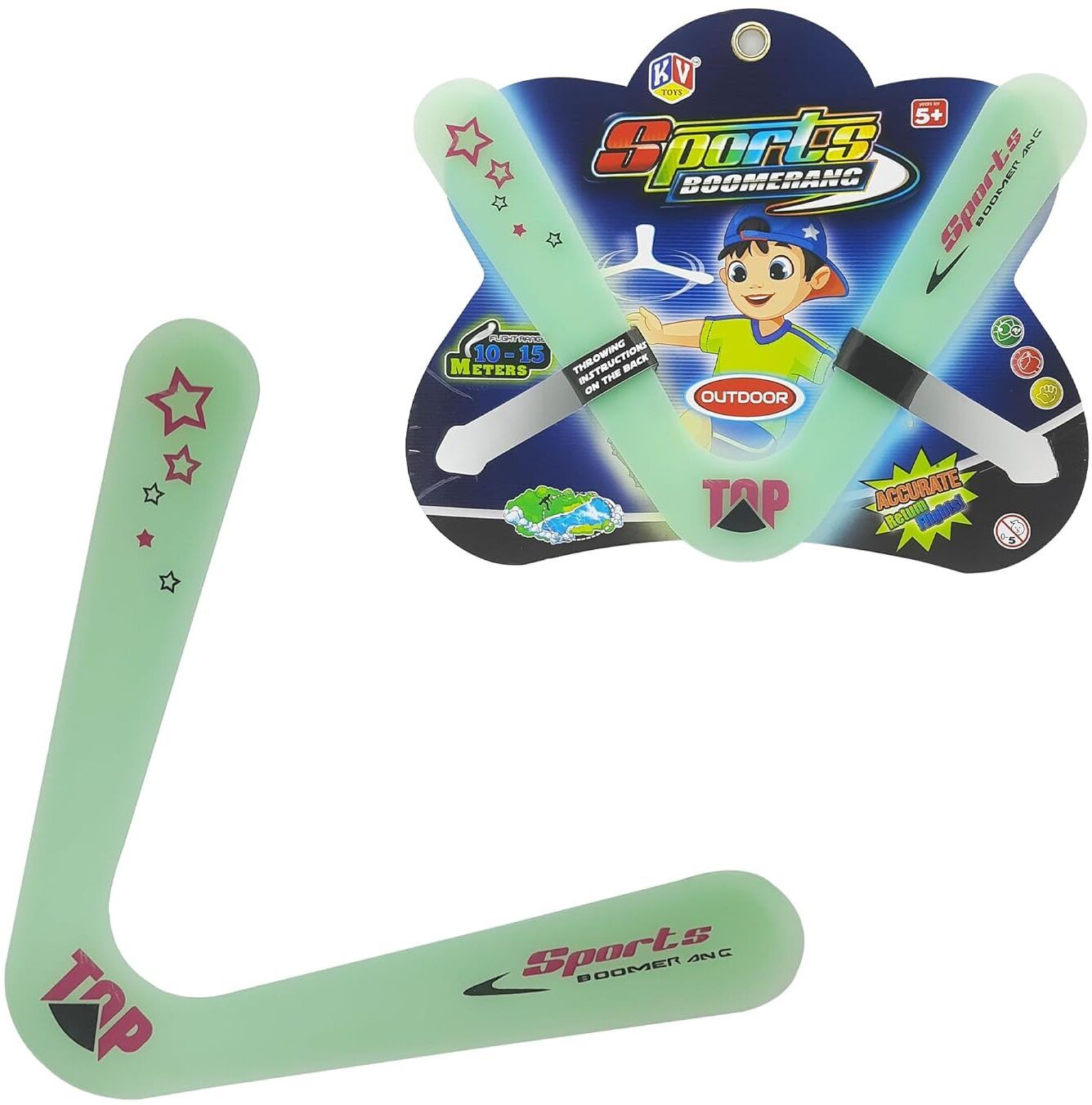 Boomerang V with Night Glow Kids Toy Best Birthday Return Gifts Outdoor Toy Left Handed, Right Handed Returning Boomerang