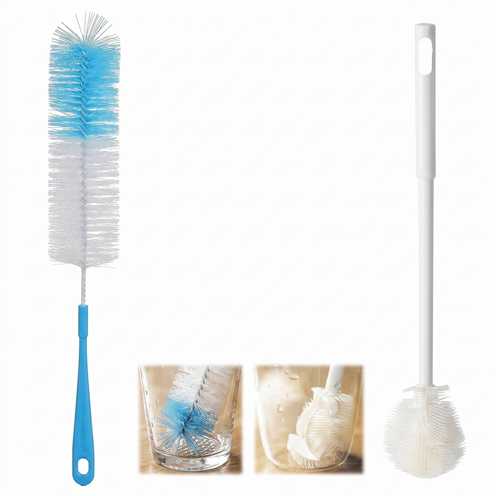 Bottle Cleaning Brush with Long Handle Flexible Silicone & Nylon Bristles-image-40