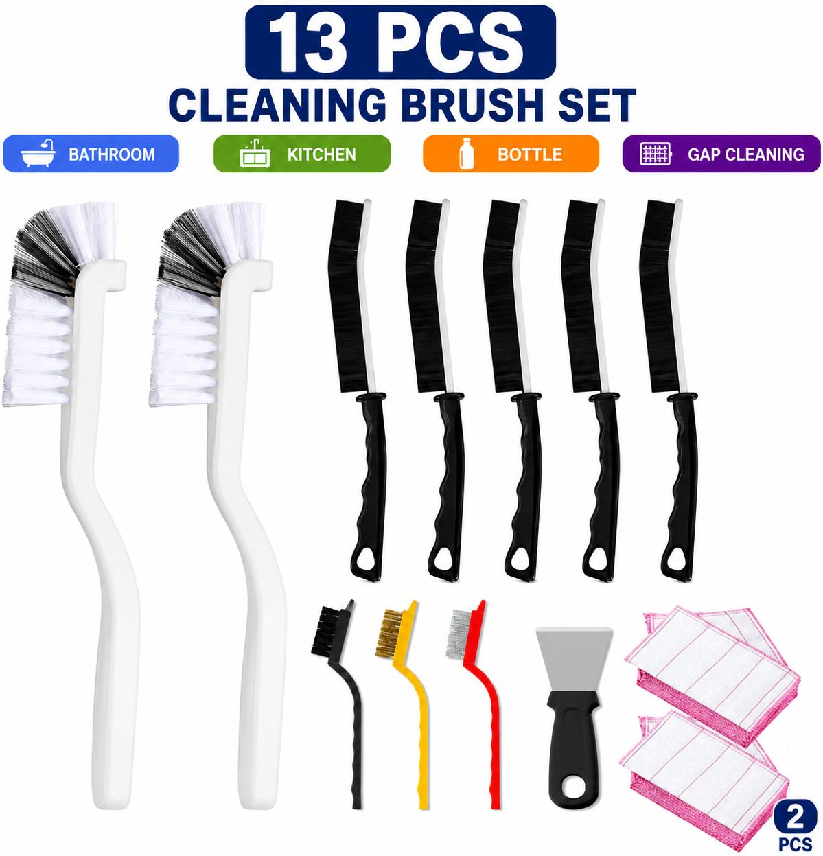 ZTOCOZ 13 PCS Multifunction Cleaning Brush Set with Microfiber Cloth for Kitchen for Computers, Gaming, Laptops, Mobiles-image-33