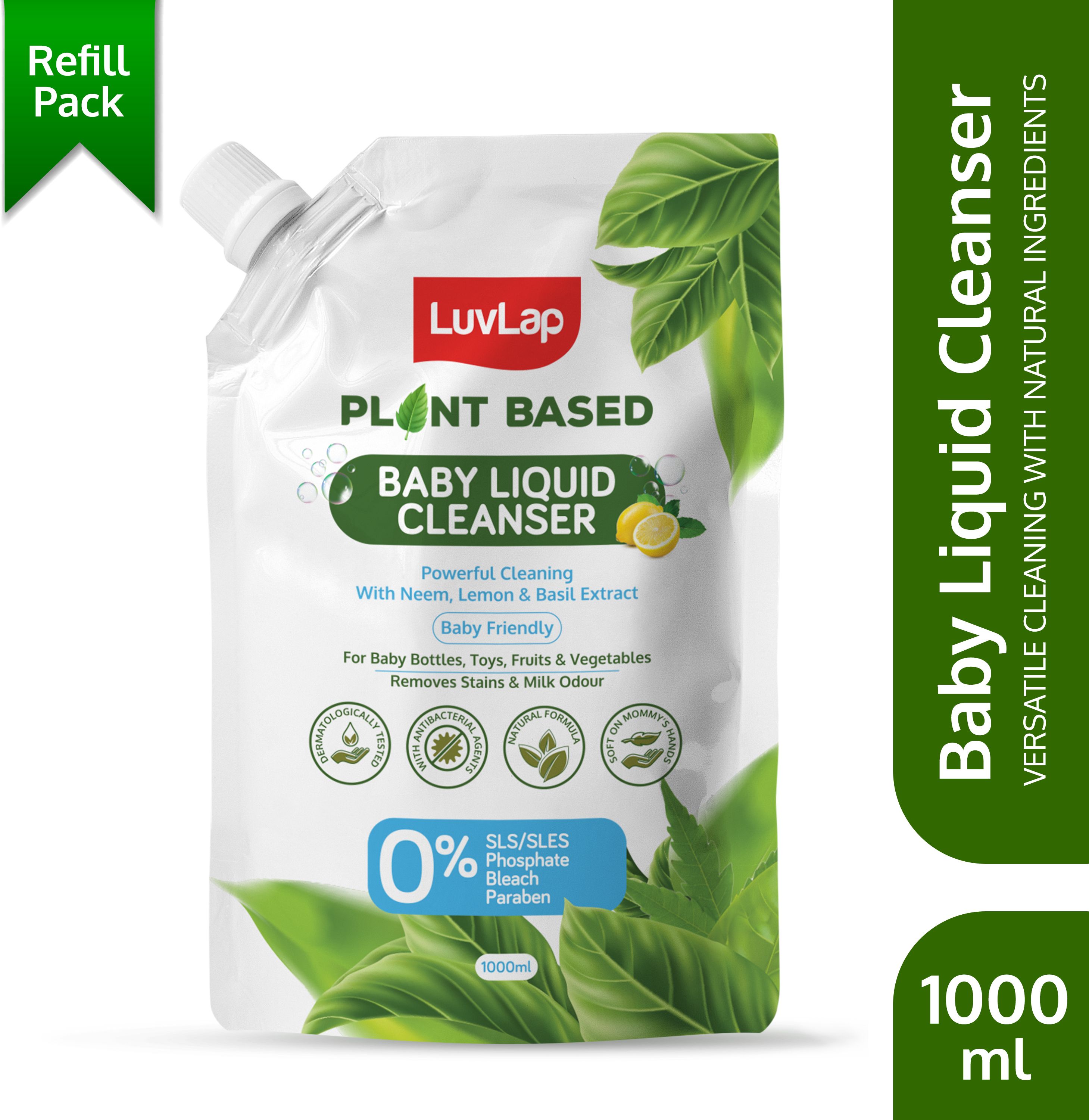 luvlap Plant Based Liquid Cleanser, Refill pack- 1000ml, With Neem, Lemon & Basil-picture-24