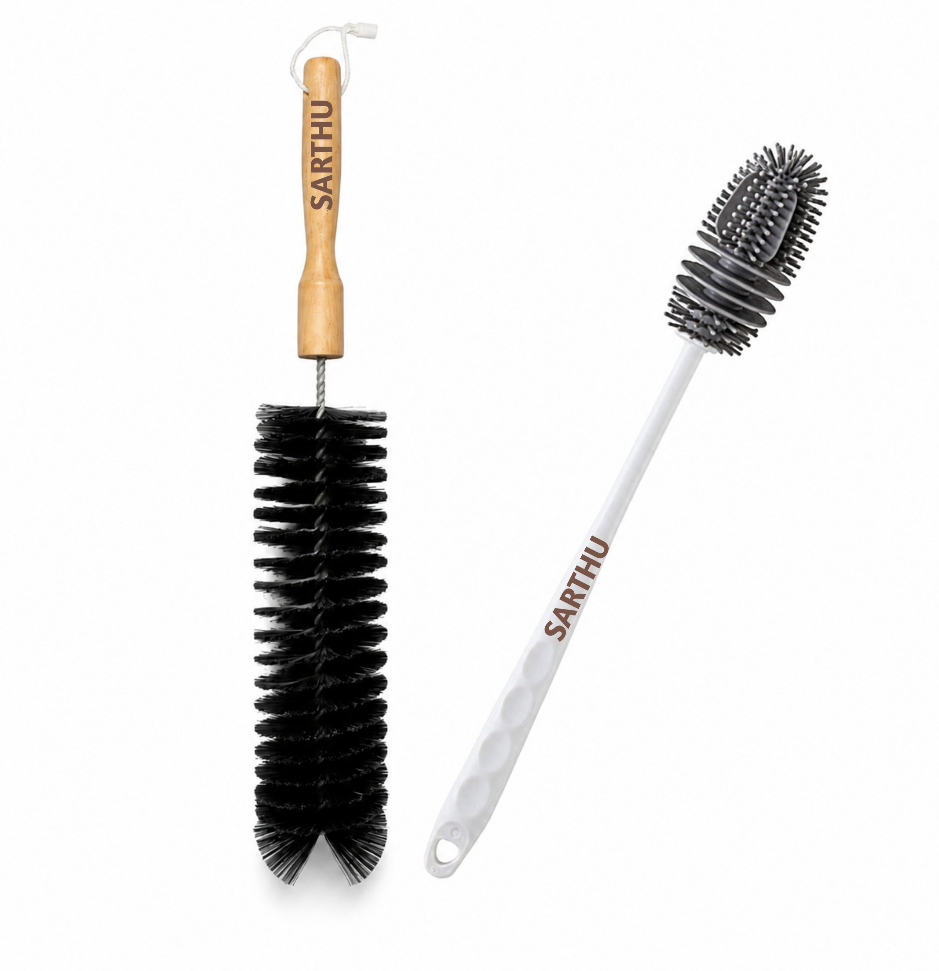 sarthu Nylon Bottle Brush + Silicone Bottle Cleaner for Water Bottles & Baby Bottle-picture-29