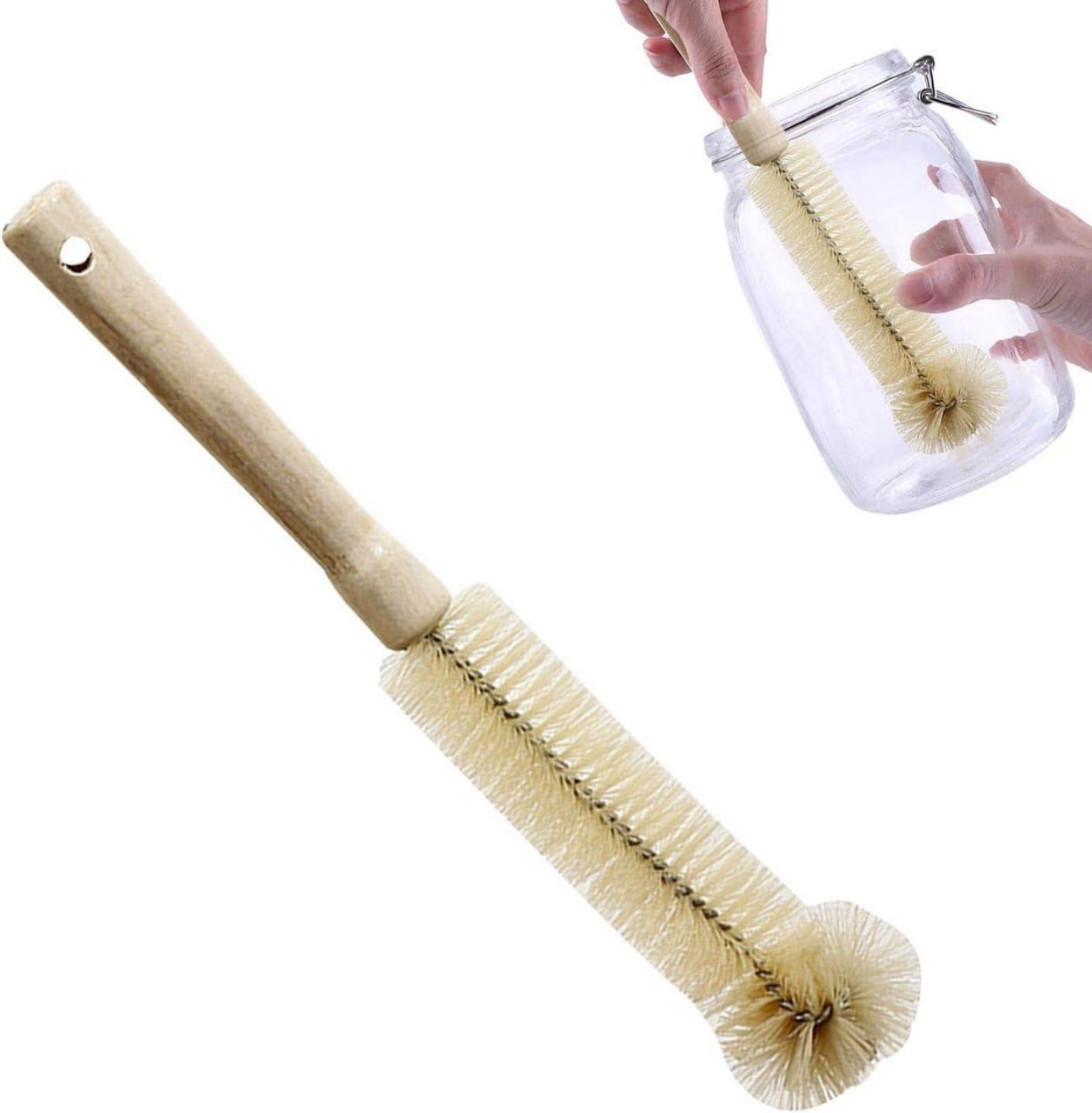 rerat enterprise Bottle Brush Cleaner Long Wooden Handle for Water Bottle & Baby Bottle Cleaning-picture-2