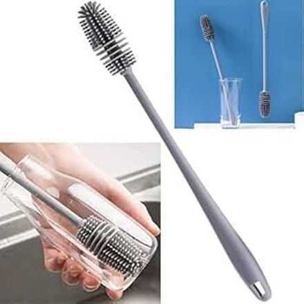krishnaya Long Handle Silicone Bottle Cleaning Brush Flexible Washer for Jars Mugs-picture-39