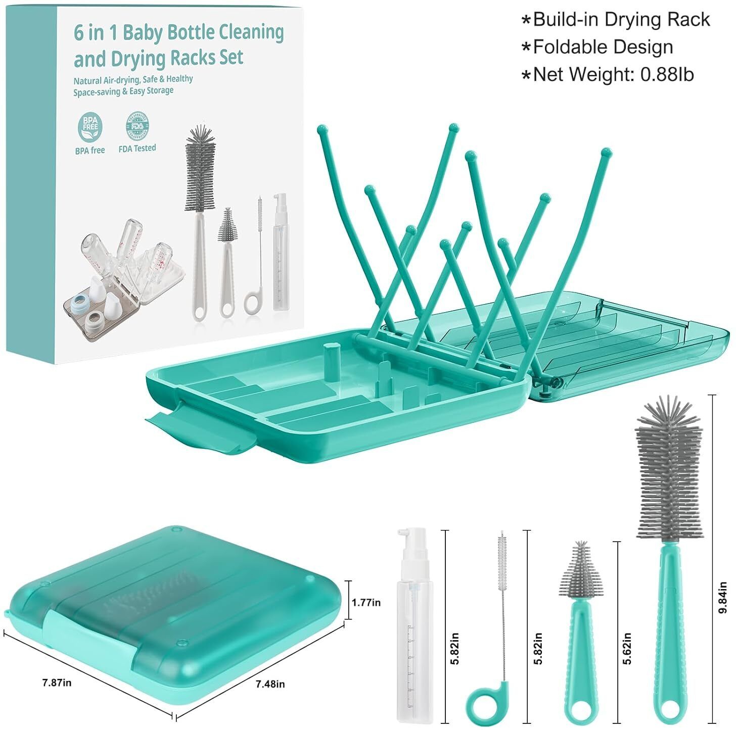 6-in-1 Baby Bottle Cleaner Kit with Brush & Drying Rack – Travel Friendly-image-23