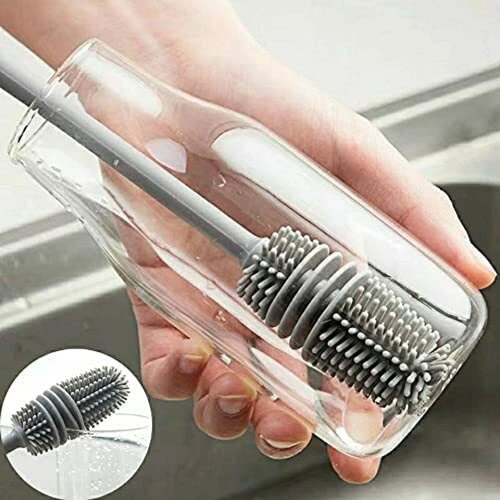 shiv traders Silicone Bottle Brush Cleaner | Flexible Cleaning Brush | Durable & Easy Clean-picture-35