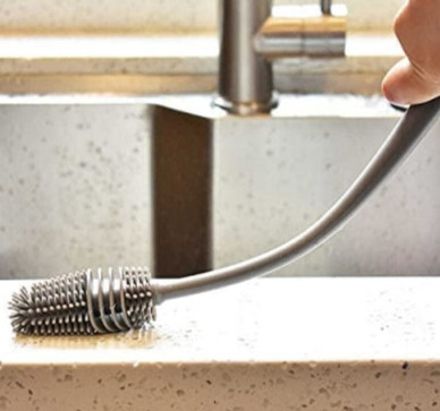 kaynkay Flexible 360° Rotating Silicone Bottle Cleaner Brush (33cm, Grey)-picture-41