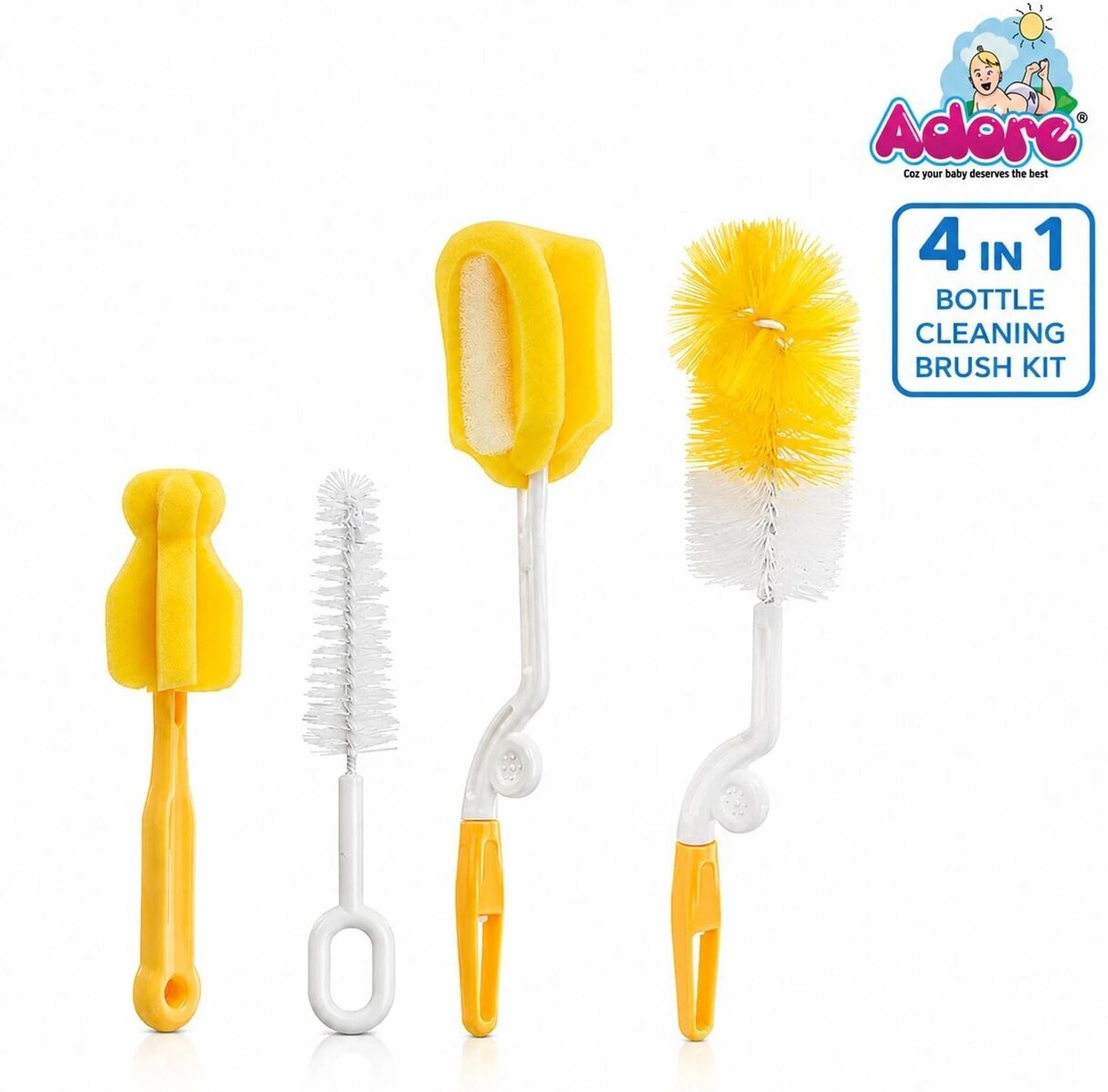 Premium 4pc Baby Bottle Cleaning Brush-image-2