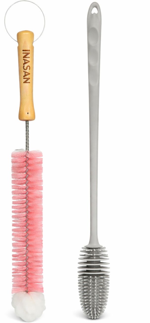 inasan Wooden Handle Bottle Cleaning Brush Set | Wooden Handle Nylon & Silicone Brushes-picture-23