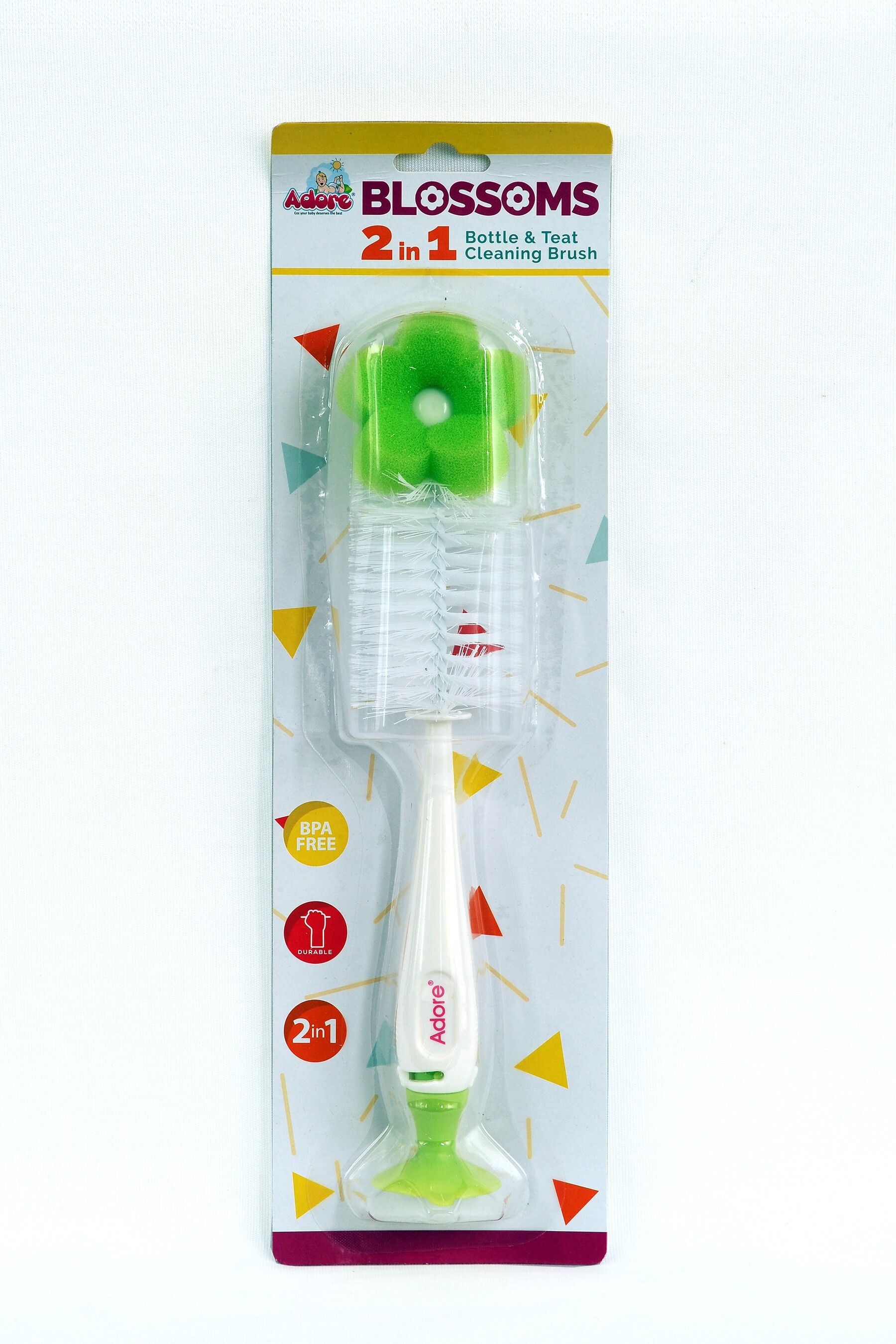 BLOSSOMS Baby 2 in 1 Bottle & Teat Cleaning Brush Kit - BPA Free - Durable - Easy to Use-image-34
