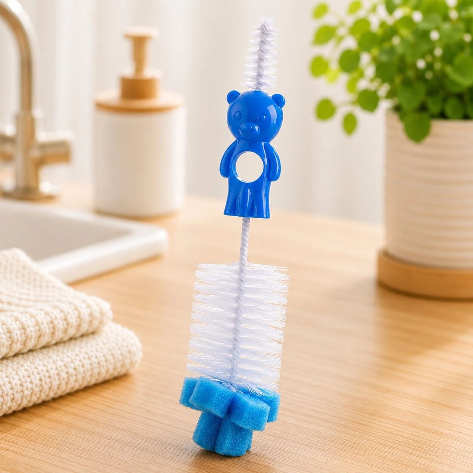 Hola Bear 2-in-1 Bottle Cleaning Brush Kit - Blue-image-46