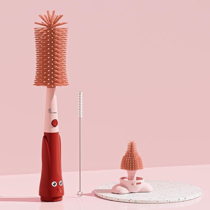 salrvora 3-in-1 Silicone Baby Bottle Cleaning Brush Set with 4 Character Stickers-picture-23