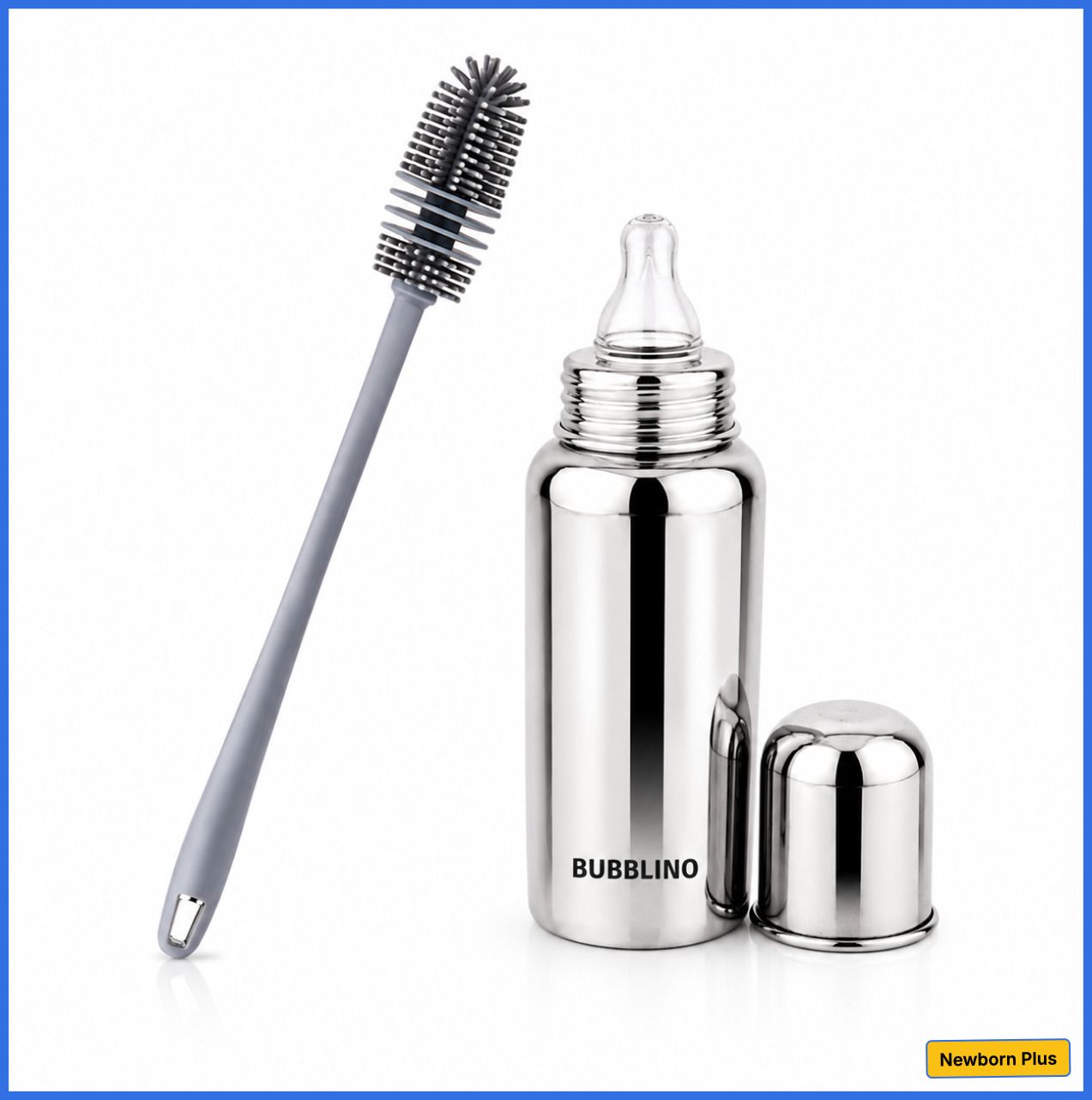 bubblino Steel Bottle And Bottle Brush Combo for Baby Spill-proof & Anti-Colic, 3-24-picture-10