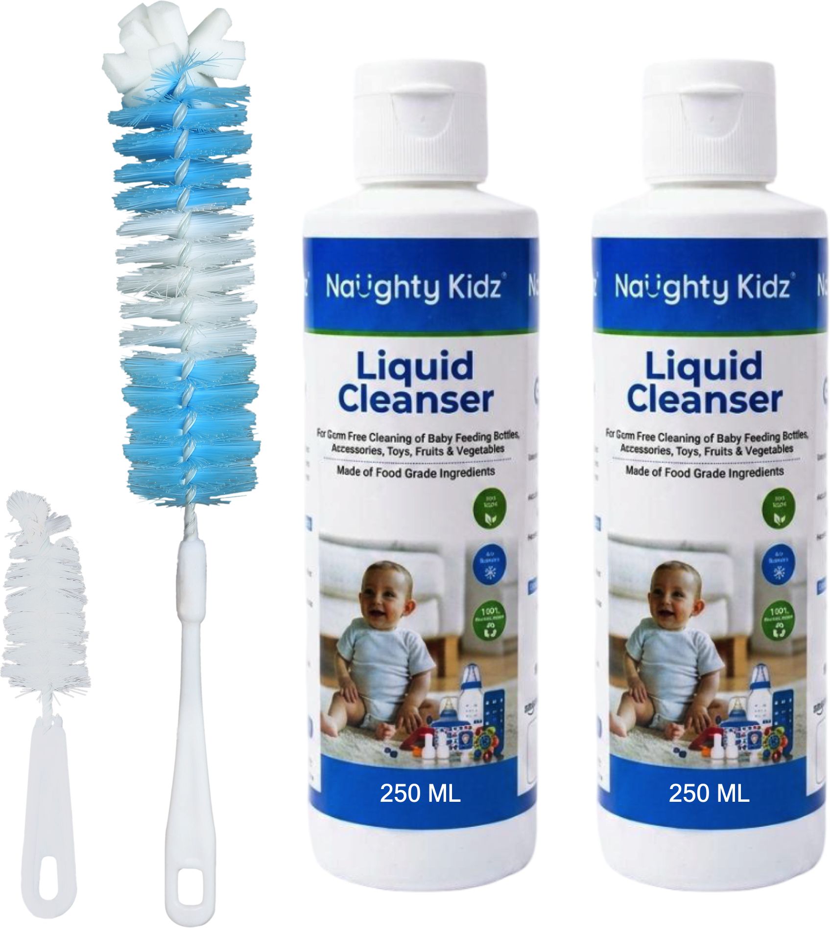 naughty kidz Combo of 2 Baby Liquid Cleanser & Baby Bottle Cleaning Brush WIth Nipple Cleaner-picture-30