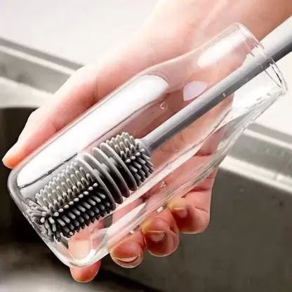 Glass washer cleaner brush and Long Bottle Cleaning Brush (Multicolor)-image-4