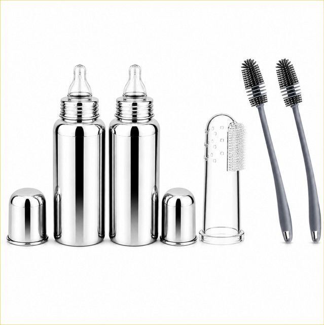 Stainless Steel Baby Feeding Bottle with Silicone Cleaning Brush Combo-image-15