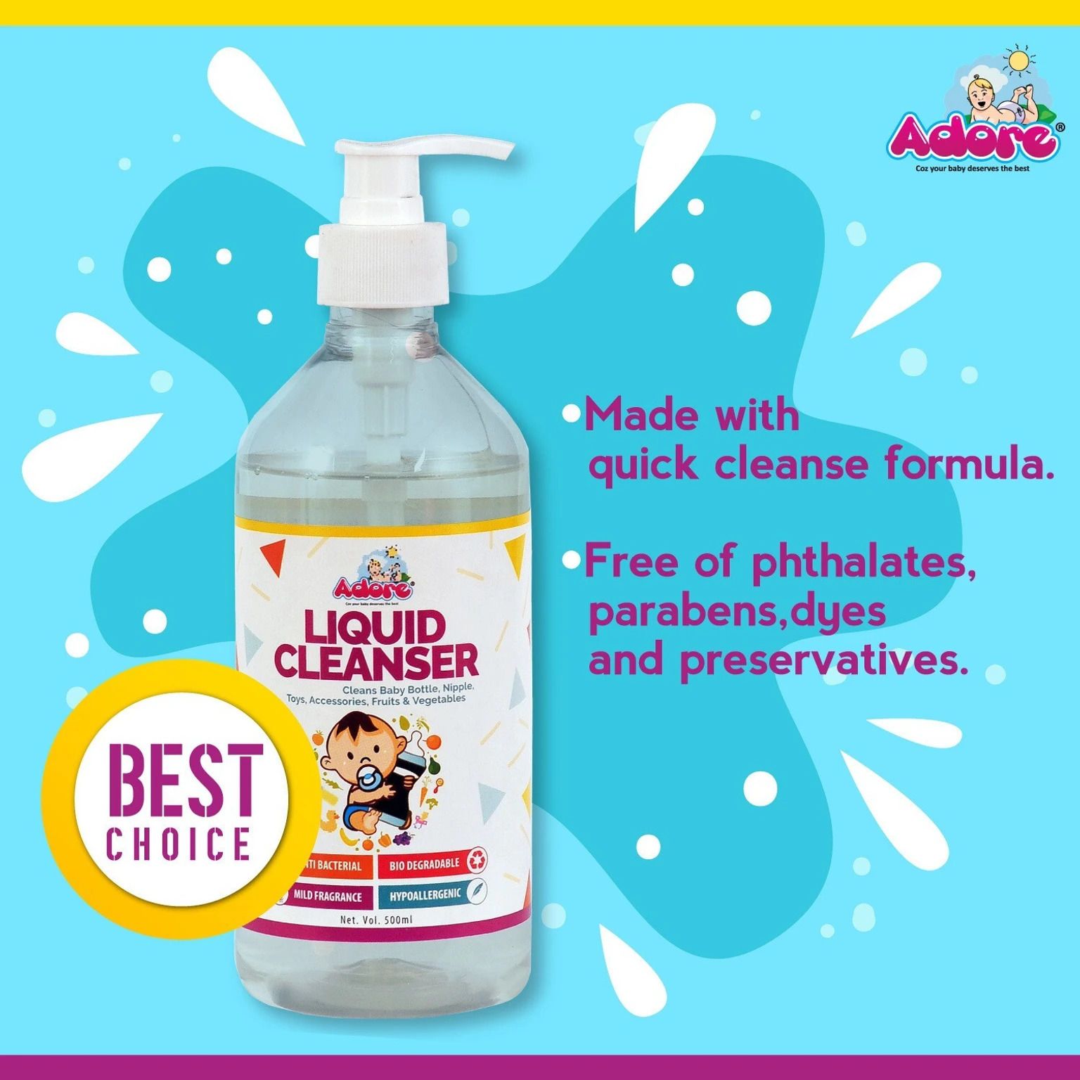Baby Bottle, Nipple & Vegetable Liquid Cleaner - 400ml-image-43